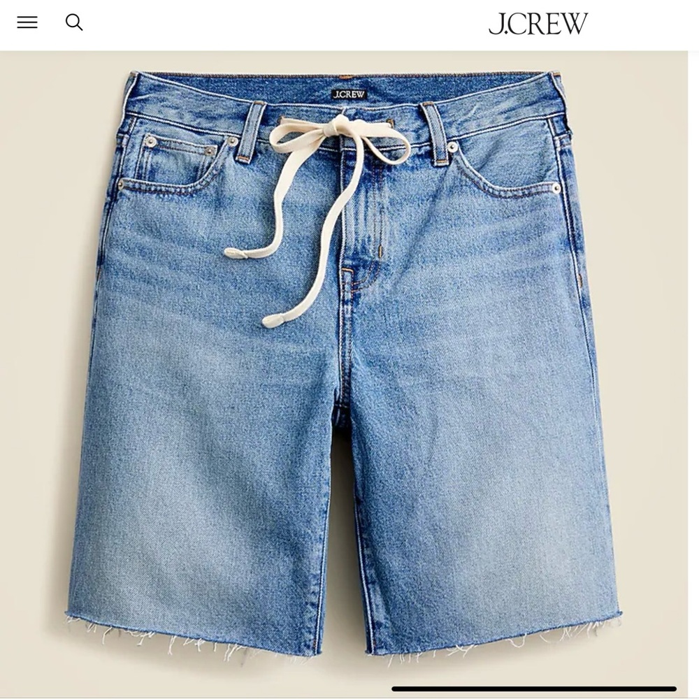 J. Crew Relaxed Knee-length denim short with tie